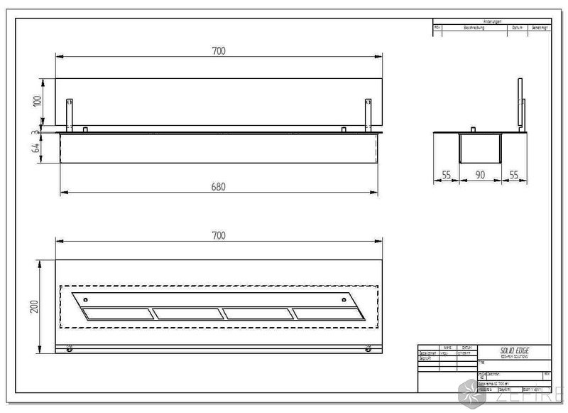Прямоугольный контейнер ZeFire 700 со стеклом