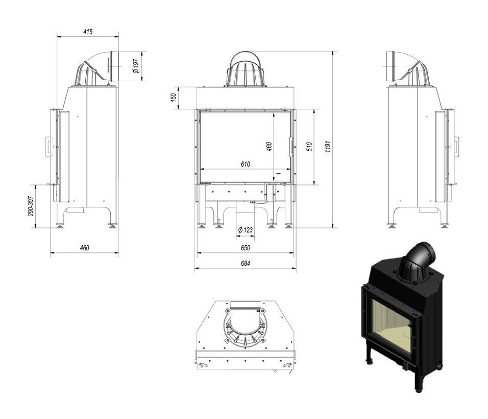 Каминная топка Kratki Nadia 10