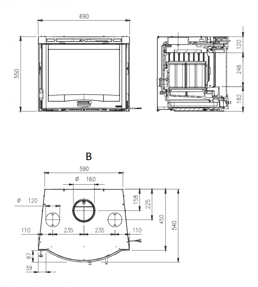 Каминная топка La Nordica Inserto 70 Ventilato Tondo