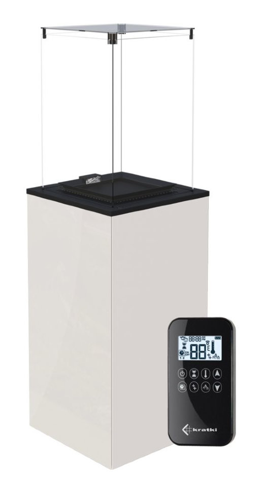 Газовый нагреватель Kratki PATIO mini, B (белое стекло) с пультом ДУ