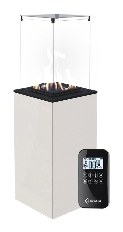 Газовый нагреватель Kratki PATIO mini, B (белое стекло) с пультом ДУ