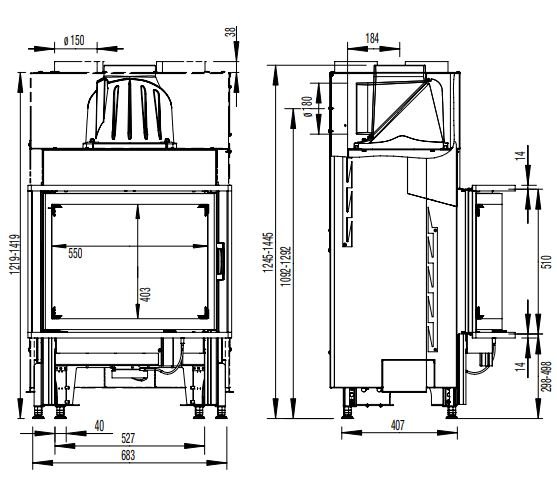 Каминная топка Austroflamm 65х51 К Round