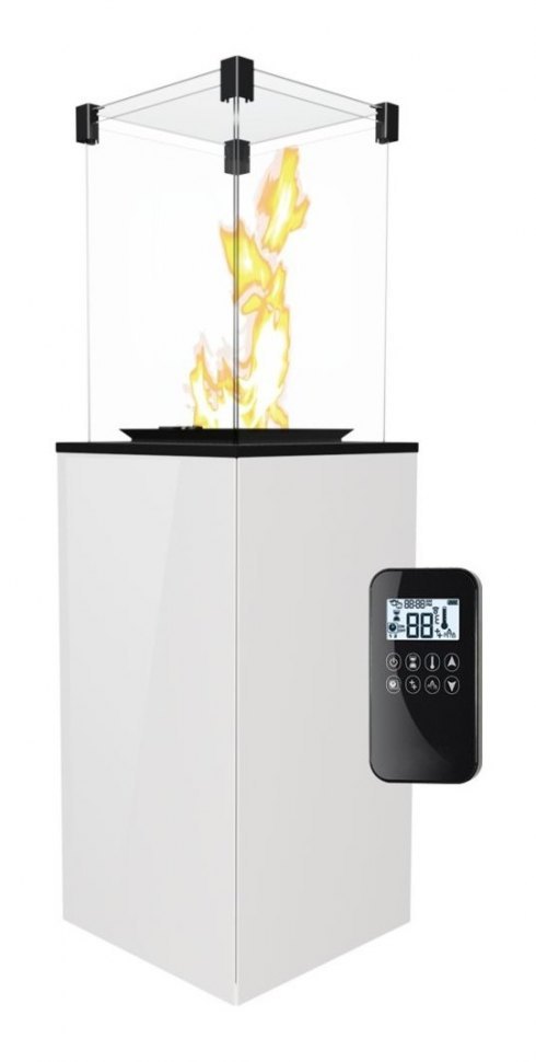 Газовый нагреватель Kratki PATIO B (белое стекло) с пультом ДУ