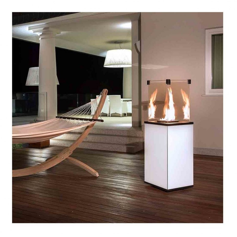 Газовый нагреватель Kratki PATIO B (белое стекло) с пультом ДУ