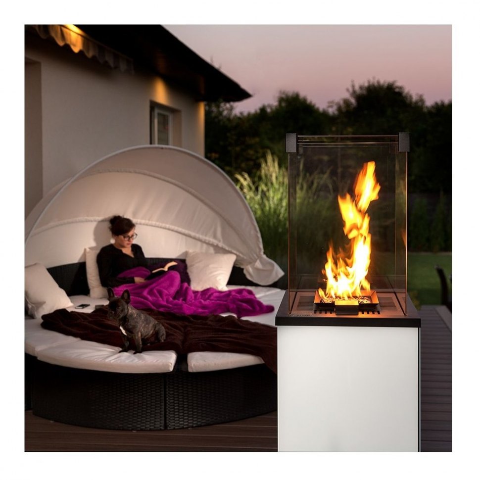 Газовый нагреватель Kratki PATIO B (белое стекло) с пультом ДУ