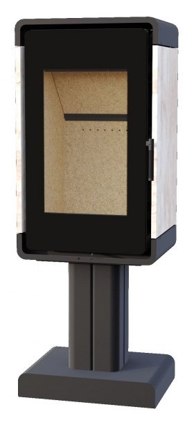 Печь-камин Астов Куб (ПК 4581) отделка камень, на ноге