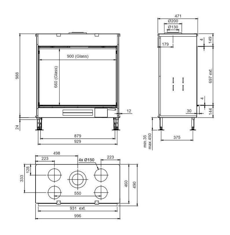 Газовый камин Тру Вижн 1000 V / True Vision 1000 V gas