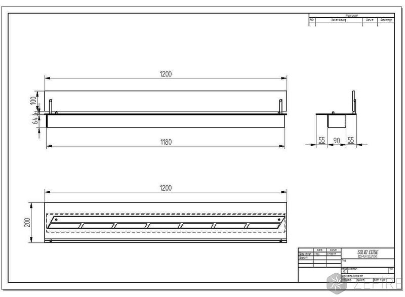 Прямоугольный контейнер ZeFire 1200 со стеклом