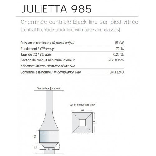 Камин JC Bordelet Julietta 985 BLACK LINE на ноге