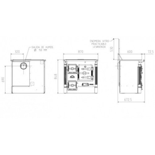 Чугунная печь отопительно-варочная Hergom L-07 CH