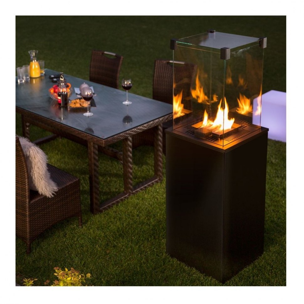 Газовый нагреватель Kratki PATIO CZ (черное стекло) с пультом ДУ