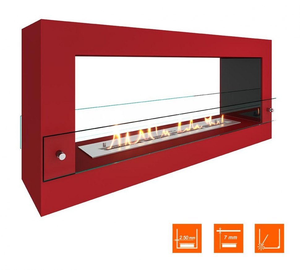 Биокамин SteelHeat FRAME ONE 1000 красный (Стекло + Стемалит)