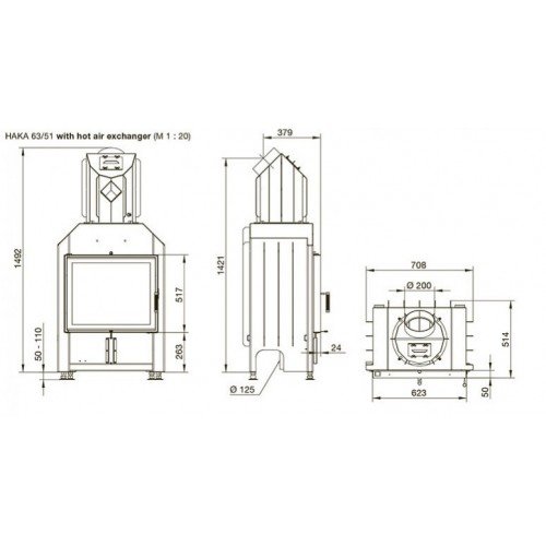 Каминная топка Hoxter Haka 63/51 Стальной теплообменник 45°