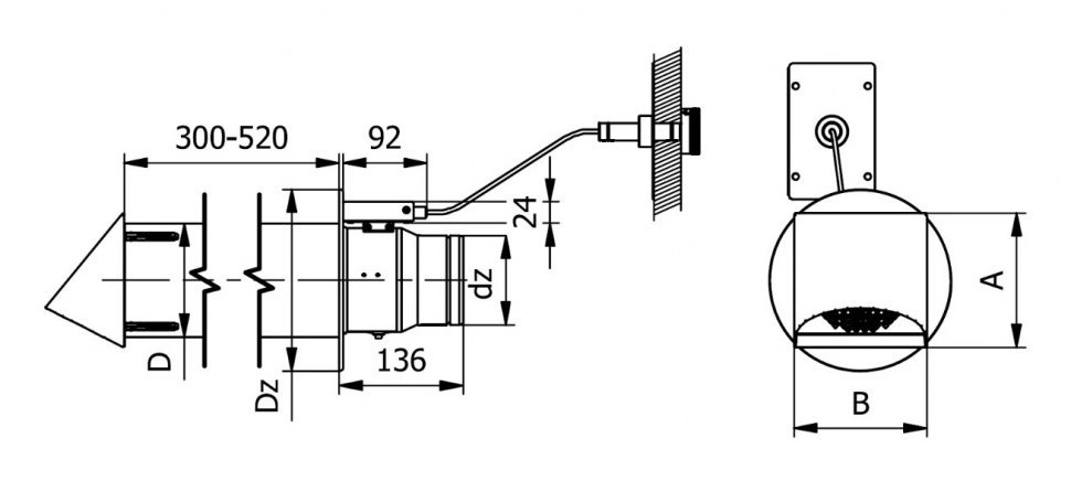 Наружный воздухозаборник с нагревательным элементом и заслонкой Darco