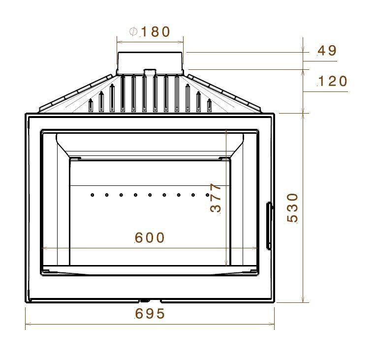 Каминная топка Liseo LCI 007 GFLR Flat top (два боковых стекла) (K7 RL)