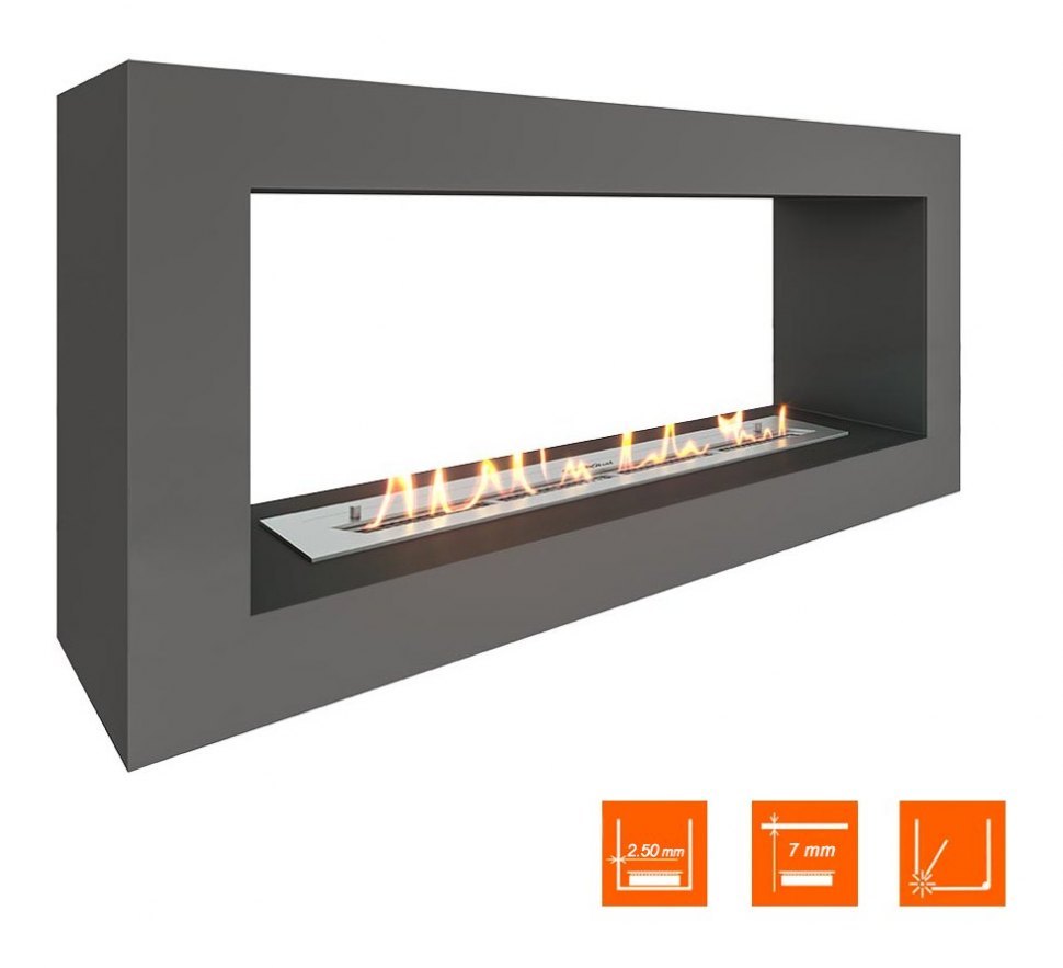Биокамин SteelHeat FRAME ONE 1000 серый (Стандарт)