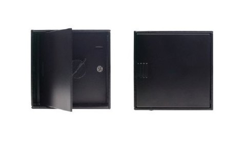 Ручка шибера квадратная 85х85 мм, углубленная с крышкой и усиленной пружиной D2, черная CB-tec