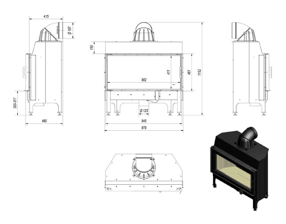 Каминная топка Kratki Nadia 14