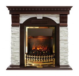 Каминокомплект Dublin - Темный дуб / Сланец белый с очагом Atherton