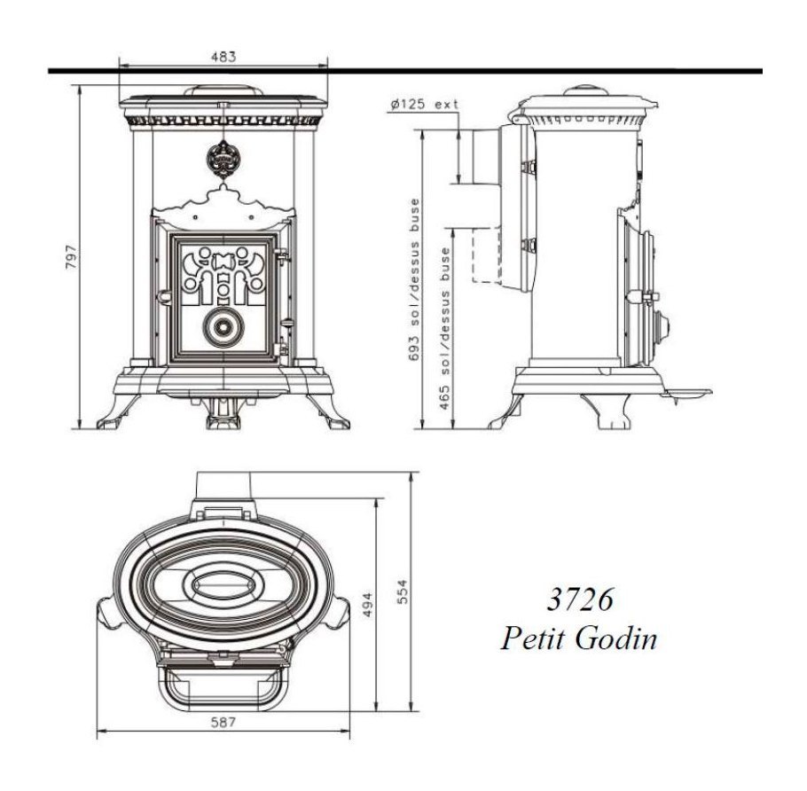 Чугунная печь камин Petit Godin 3726