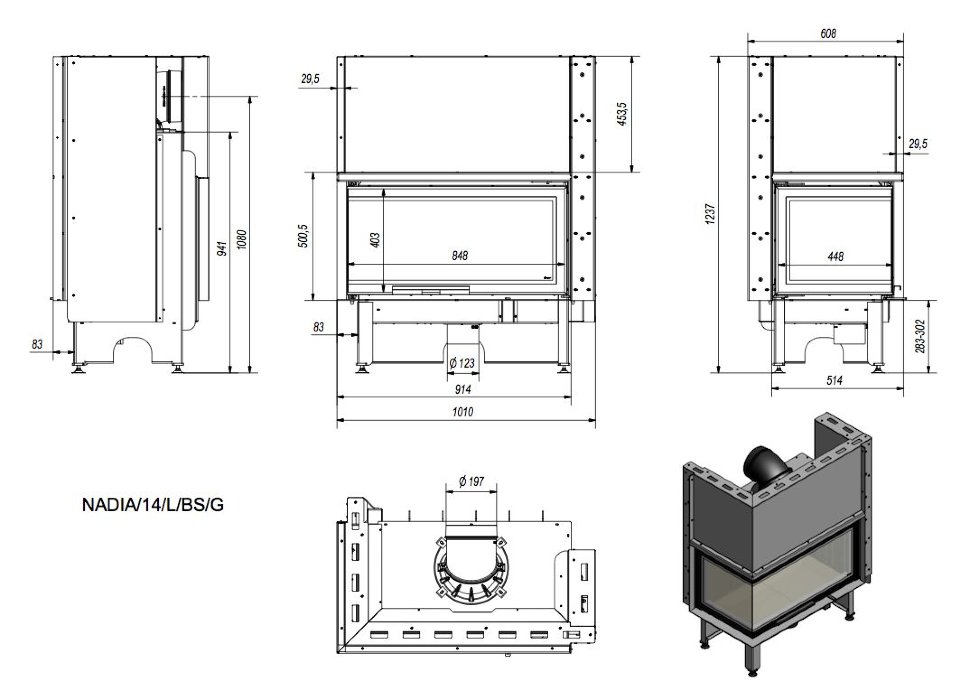 Каминная топка Kratki Nadia 14 L BS G