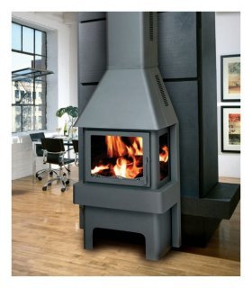 Печь-камин ЭкоКамин Бавария Три стекла графит (ПК 139)