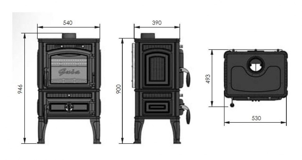 Печь Guca LAVA с конфорками