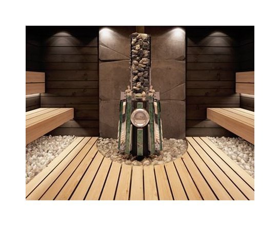 Дровяная печь для бани АВГУСТА стронг в змеевике с панорамной топочной дверцей