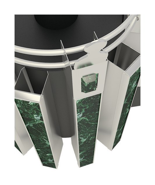 Дровяная печь для бани АВГУСТА стронг в змеевике с панорамной топочной дверцей