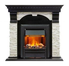 Каминокомплект Dublin - Вегне / Сланец белый с очагом Brookline Black