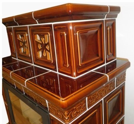 Кафельная печь-камин ABX Valencie (Белый цоколь, вставка Стальная)