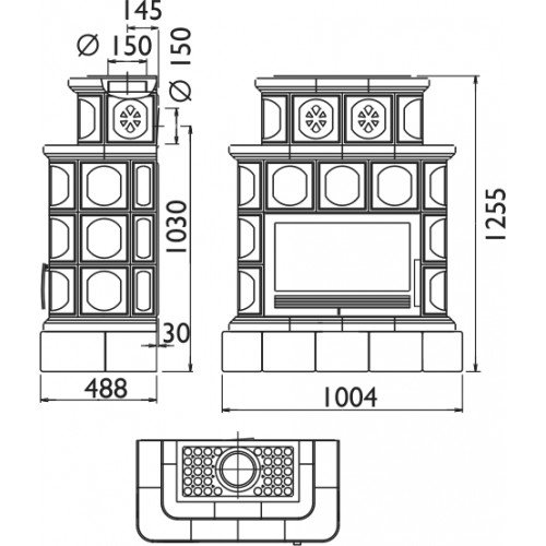 Кафельная печь-камин ABX Karelie (кафельный цоколь) (с водным контуром 10 кВт)