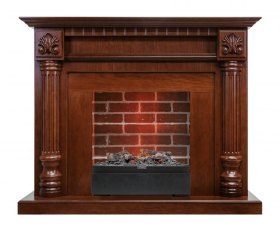 Каминокомплект  Edinburg - Орех / Кирпич с очагом Juneau