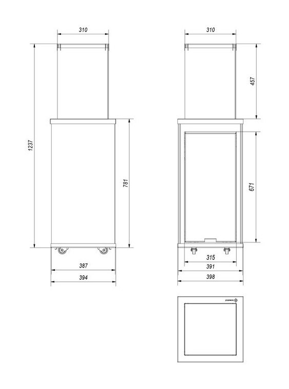Газовый нагреватель Kratki PATIO mini, CZ (черное стекло) с пультом ДУ