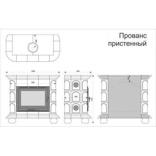 Каминная облицовка КимрПечь Прованс пристенная Луг