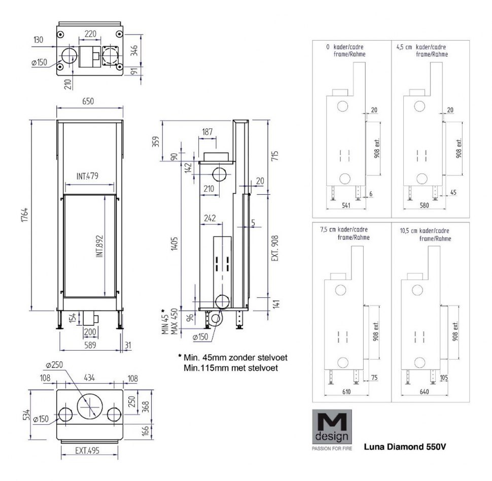 Каминная топка Луна 550 V Даймонд / Luna 550 V Diamond
