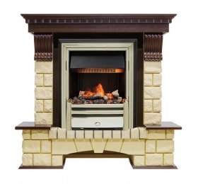 Каминокомплект Pierre Luxe - Темный дуб / Шампань (Высота 1050мм) с очагом Cavendish