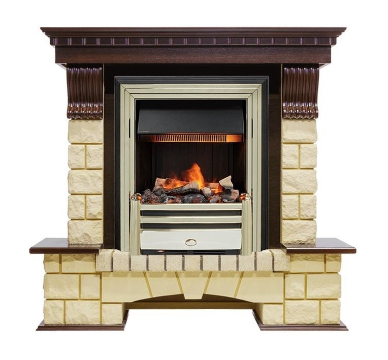 Каминокомплект Pierre Luxe - Темный дуб / Шампань (Высота 1050мм) с очагом Cavendish