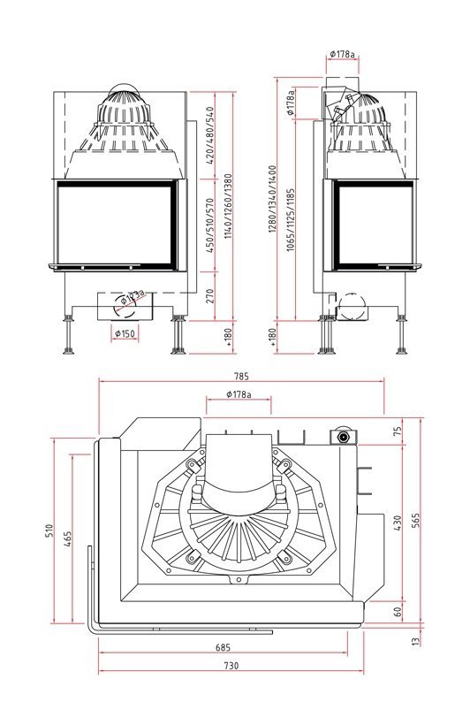 Каминная топка Schmid Ekko L 67(45)51 h