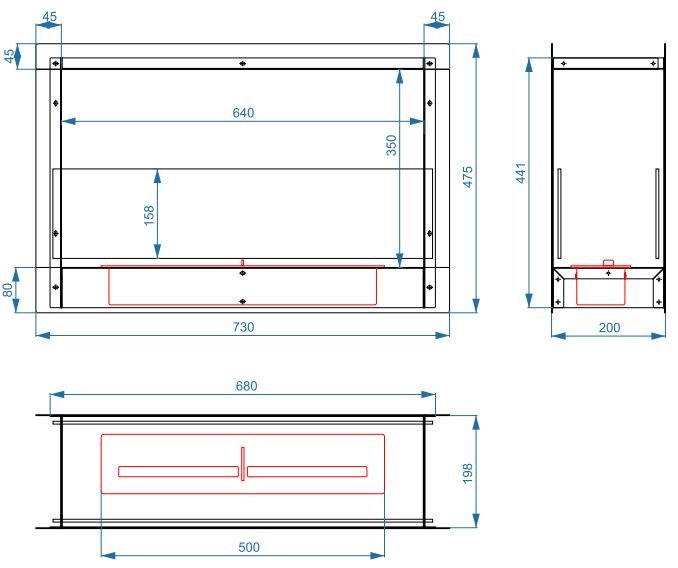 Биокамин Lux Fire Сквозной 730 S