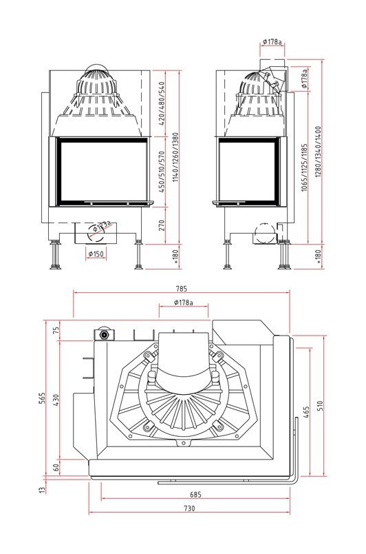 Каминная топка Schmid Ekko R 67(45)57 h