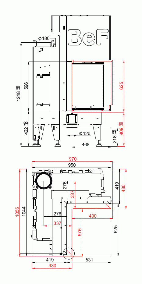 Каминная топка BeF Flat V 4 L