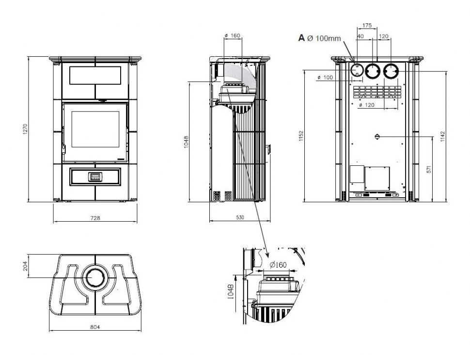 Чугунная печь камин La Nordica Wanda Classic Bordeaux
