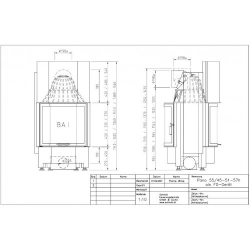 Каминная топка Schmid Pano FD 5557 h