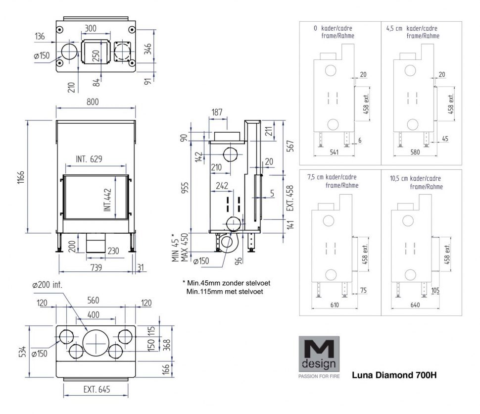 Каминная топка Луна 700 H Даймонд / Luna 700 H Diamond