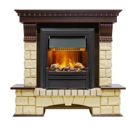 Каминокомплект Pierre Luxe - Темный дуб / Шампань (Высота 1050мм) с очагом Brookline Black