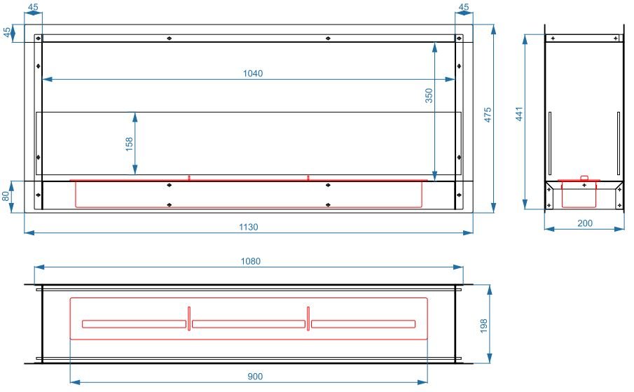 Биокамин Lux Fire Сквозной 1130 S