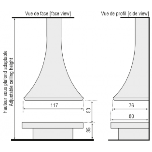 Камин JC Bordelet Julietta 985 Murale (пристенный открытый)