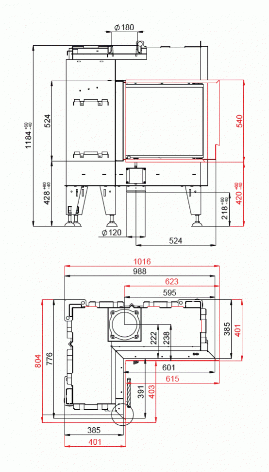 Каминная топка BeF Flat V 6 L