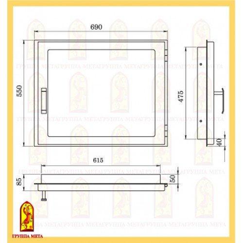 Дверь каминная Мета ДК690-1С